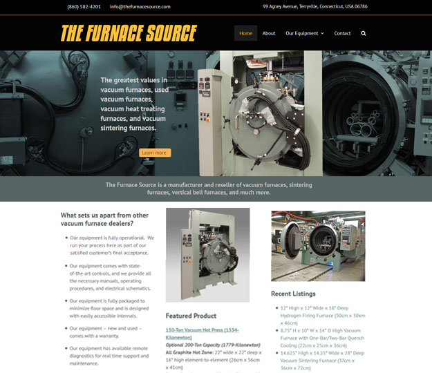The Furnace Source website designed by SkyHawk Studios