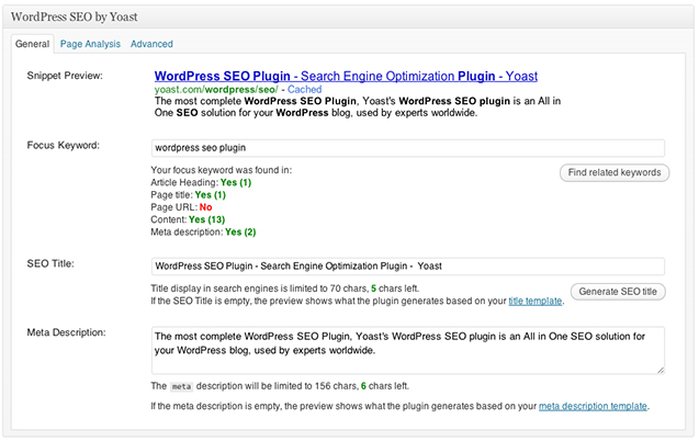 Yeas SEO plugin